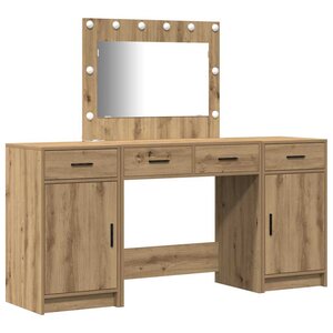 vidaXL Table de Toilette avec tiroir 3 Pièces Marron Bois d'ingénierie