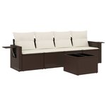 vidaXL Salon de jardin avec coussins 5 Pièces marron résine tressée