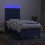 vidaXL Sommier à lattes de lit avec matelas et LED Bleu 90x190cm Tissu