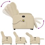 vidaXL Fauteuil inclinable de massage Crème Tissu