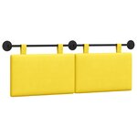 vidaXL Tête de lit suspendue Jaune clair Tissu en velours côtelé