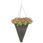 vidaXL Paniers suspendus à fleurs 2 Pièces Résine tressée Gris
