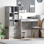 vidaXL Bureau avec rangement 2 Pièces Gris béton 90 x 50 x 76 cm