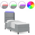 vidaXL Lit à ressorts avec matelas Gris clair 90 x 190 cm tissu