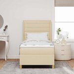 vidaXL Lit à ressorts avec matelas Crème 90 x 190 cm tissu