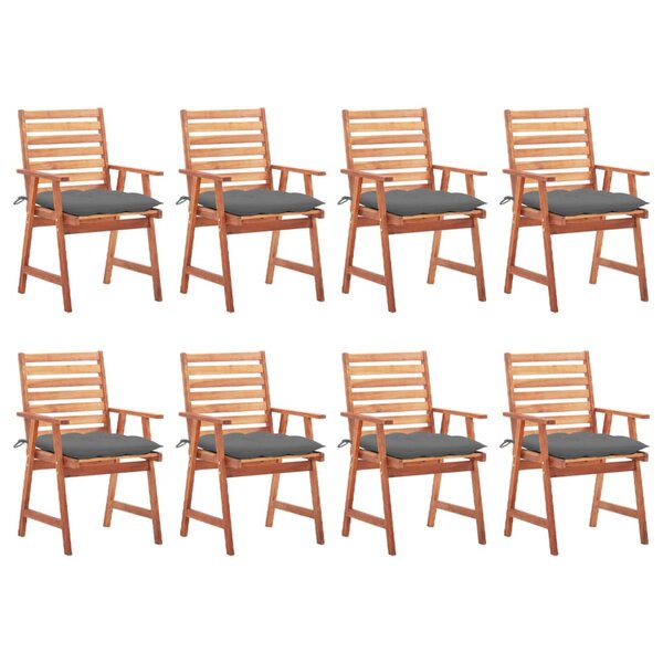 vidaXL Chaises à manger d'extérieur lot de 8 et coussins Acacia massif