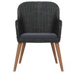 vidaXL Ensemble à manger de jardin avec coussins 7 Pièces Noir