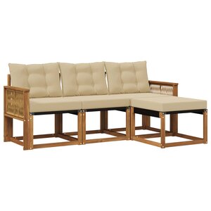 vidaXL Ensemble de canapés d'extérieur 4 pc Naturel et Beige