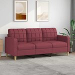 vidaXL Canapé à 3 places Rouge bordeaux 180 cm Tissu