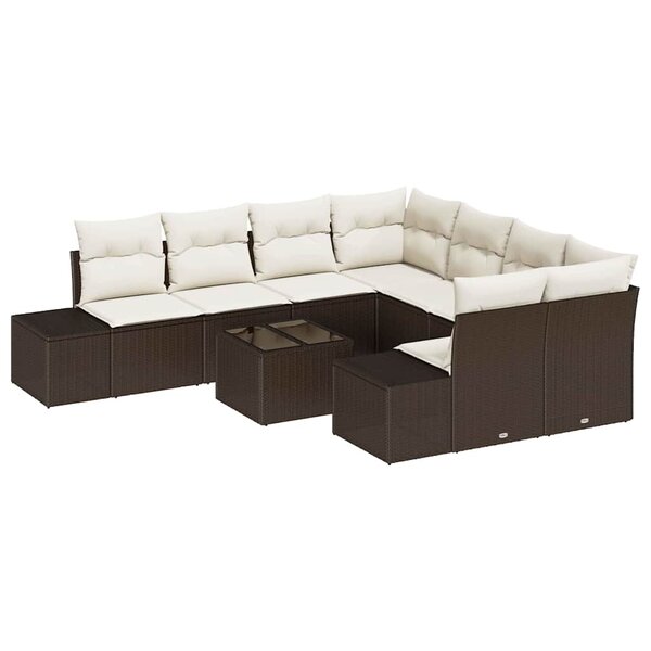 vidaXL Ensemble de canapé de jardin 9 Pièces Marron polyrotin
