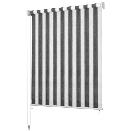 vidaXL Store roulant d'extérieur 220x140 cm Rayures Anthracite / Blanc