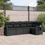 vidaXL Salon de jardin 5 Pièces avec coussins noir résine tressée