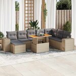 vidaXL Salon de jardin avec coussins 9 Pièces beige résine tressée acacia