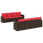 vidaXL Salon de jardin avec coussins 9 Pièces marron résine tressée