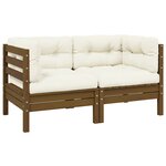 vidaXL Canapé 2 places de jardin et coussins crème bois de pin solide