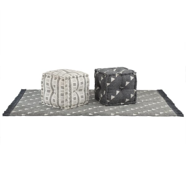 Vidaxl poufs et tapis 3 pcs tissu à rayures