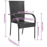 vidaXL Chaises empilables d'extérieur lot de 6 Résine tressée Noir