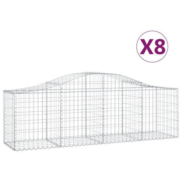 vidaXL Paniers à gabions arqués 8 Pièces 200x50x60/80 cm Fer galvanisé