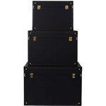Set de 3 malles décoratives noires et dorées