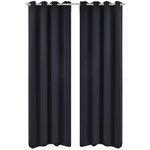 vidaXL Rideau occultant 2 Pièces avec œillets métalliques 135x175 cm Noir