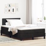 Lit à ressort avec matelas vidaXL Noir Petit Double Velours