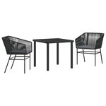 vidaXL Ensemble de salle à manger pour jardin 3 Pièces Noir Poly rotin