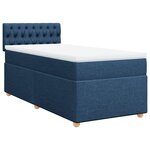 vidaXL Sommier à lattes de lit avec matelas Bleu 100x200 cm Tissu