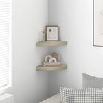 vidaXL Étagères d'angle flottantes 2 Pièces chêne 25x25x3 8 cm MDF