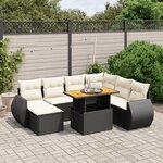 vidaXL Salon de jardin 8 Pièces avec coussins noir résine tressée