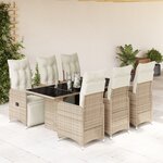 vidaXL Ensemble de bistro de jardin 7 Pièces coussins marron poly rotin