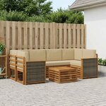 vidaXL Ensemble de canapés d'extérieur 7 Pièces Naturel et Beige