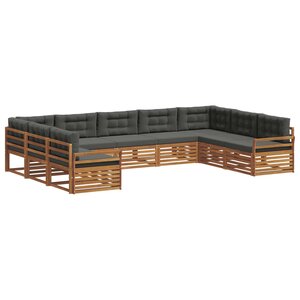 vidaXL Ensemble de canapés d'extérieur 9 pc Naturel et Anthracite