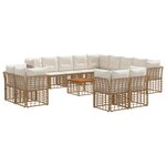 vidaXL Ensemble de canapés d'extérieur 14 pc Blanc Naturel et Crème