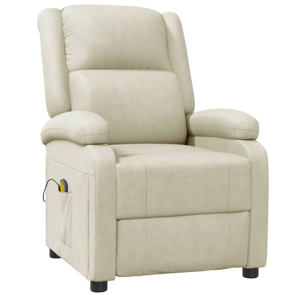 vidaXL Fauteuil de massage blanc crème similicuir