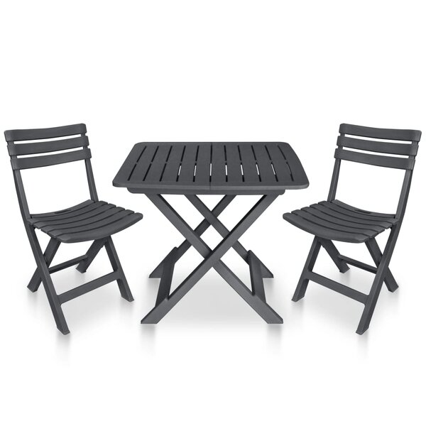 vidaXL Ensemble de bistro pliable 3 Pièces Plastique Anthracite