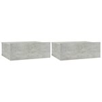 vidaXL Tables de chevet flottantes 2 Pièces Gris béton Bois d'ingénierie