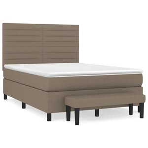 vidaXL Sommier à lattes de lit avec matelas Taupe 140x200 cm Tissu