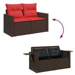 vidaXL Salon de jardin et coussins 11 Pièces marron résine tressée acacia