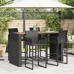 vidaXL Table de bar de jardin et dessus en bois acacia résine tressée