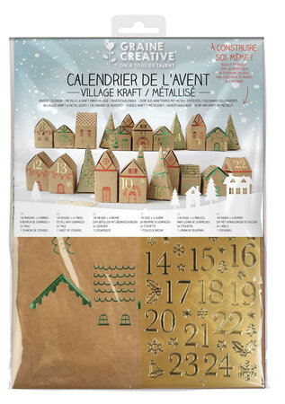 Calendrier De L'Avent Village Kraft Metallise