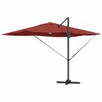 vidaXL Parasol Roma à Bras Déporté Rouge et Noir 352 x 251 x 265 cm