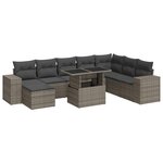 vidaXL Salon de jardin 9 Pièces avec coussins gris résine tressée