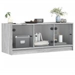 vidaXL Meuble TV avec portes en verre sonoma gris 102x37x42 cm