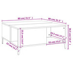 vidaXL Table basse sonoma gris 80x80x36 5 cm bois d'ingénierie
