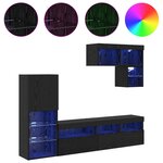 vidaXL Meubles TV muraux 6 Pièces Chêne noir Bois d'ingénierie