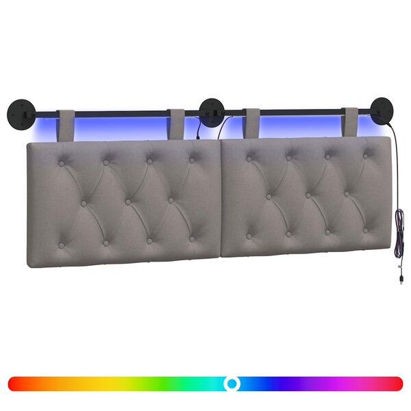 vidaXL Tête de lit suspendue Taupe Tissu