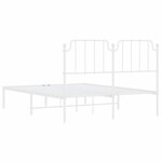 vidaXL Cadre de lit métal avec tête de lit blanc 135x190 cm