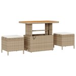 Set de Canapé de Jardin vidaXL 11 pièces avec coussins Beige Poly Rattan Acacia