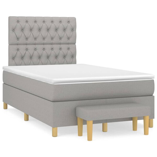 vidaXL Sommier à lattes de lit avec matelas Gris clair 120x200cm Tissu