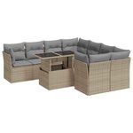 vidaXL Salon de jardin avec coussins 9 Pièces beige résine tressée